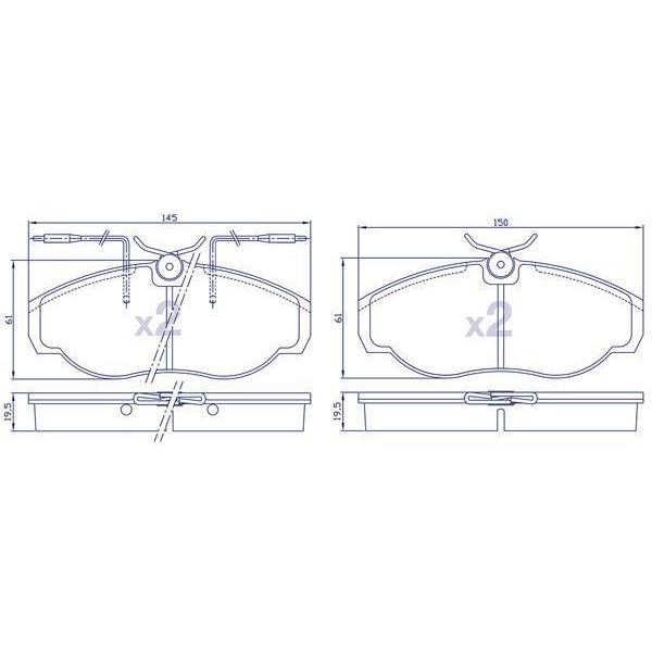 4 Plaquettes de frein avant pour CITROEN / PEUGEOT / RENAULT / FIAT