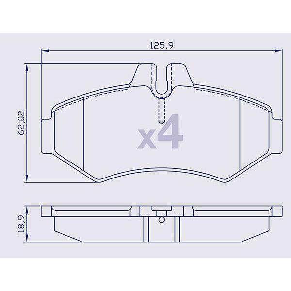 4 Plaquettes de frein arrière pour MERCEDES / VOLKSWAGEN - Ref : 23021009203