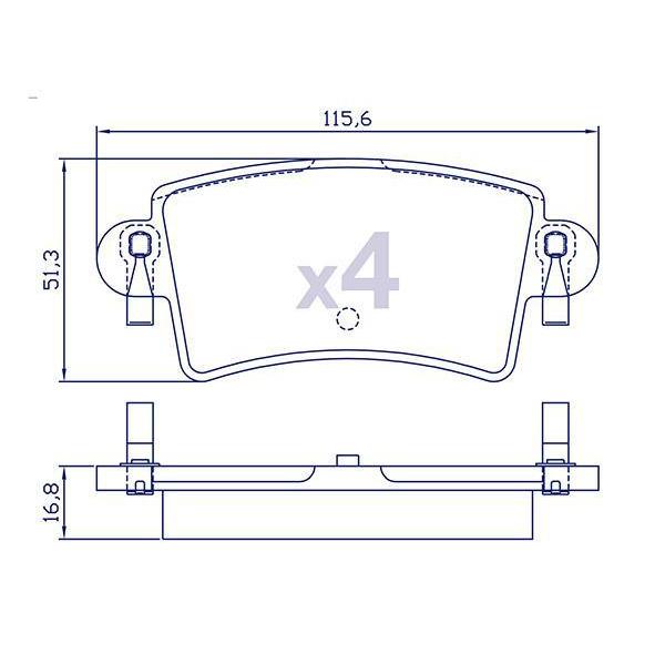 4 Plaquettes de frein pour NISSAN / OPEL / RENAULT - Ref : MDP1453