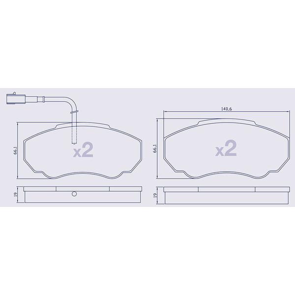 4 Plaquettes de frein avant pour CITROEN / FIAT / PEUGEOT - Ref : MVP2003