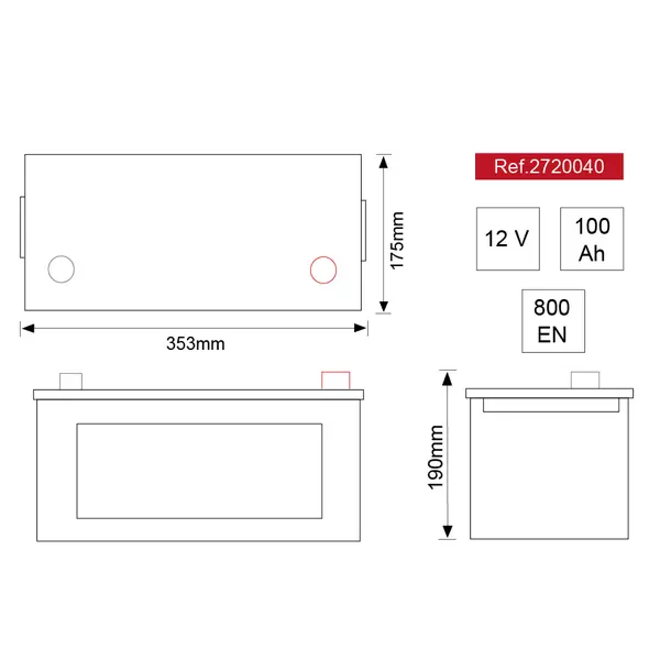 Batterie Voiture 100 Ah 800 A - +20% Puissance Démarrage, 24 Mois Garantie - Pour Moteurs Diesel/essence Moyenne Cylindrée