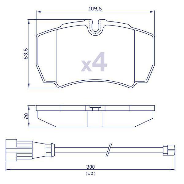 4 plaquettes de frein pour IVECO Daily 2/3