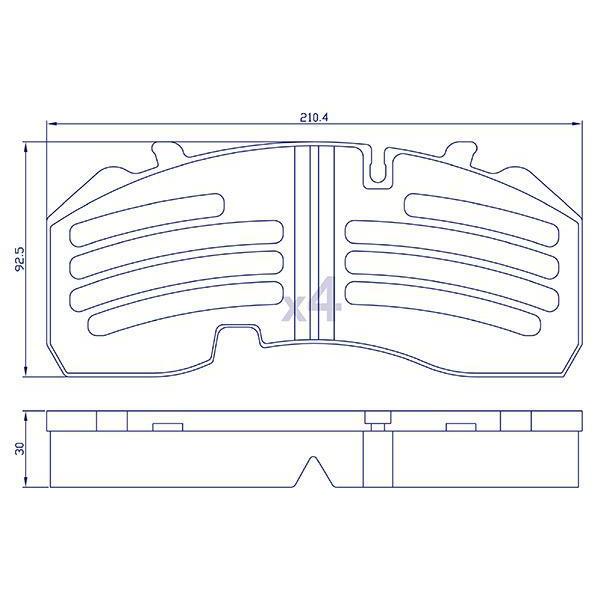 4 Plaquettes de frein arrière pour REMORQUE,BPW, KNORR - Ref : 29165009203