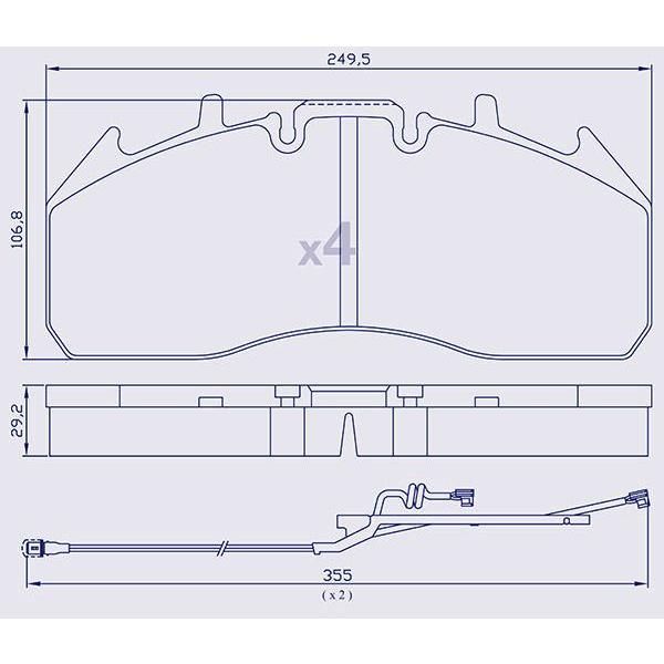 4 Plaquettes de frein pour RENAULT New Magnum, Premium, VOLVO FE, FM, FH16