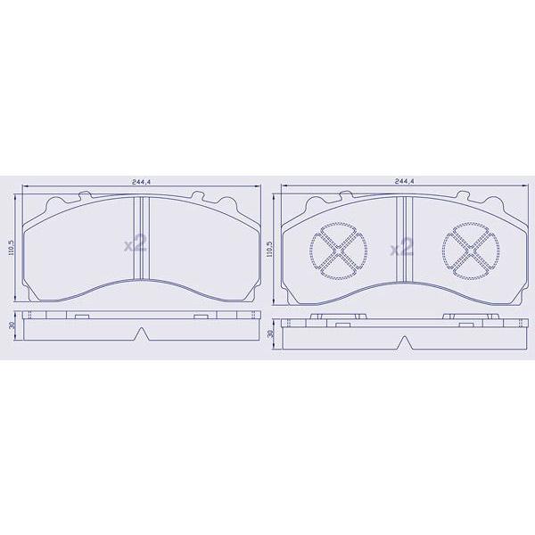 4 Plaquettes de frein avant pour MERCEDES Actros pour étrier SM7 - WVA 2924 - Usage standard