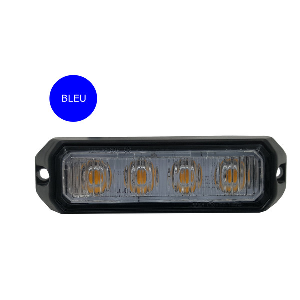 Feu de pénétration fin BLEU 4 LED, 18mm