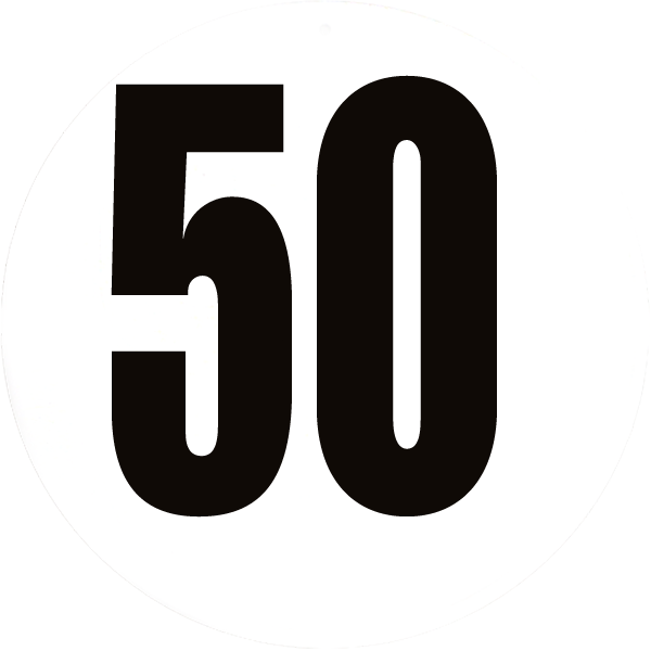 Disque limitation de vitesse 50 km/h aluminium - diamètre 200mm, HOMOLOGUÉ