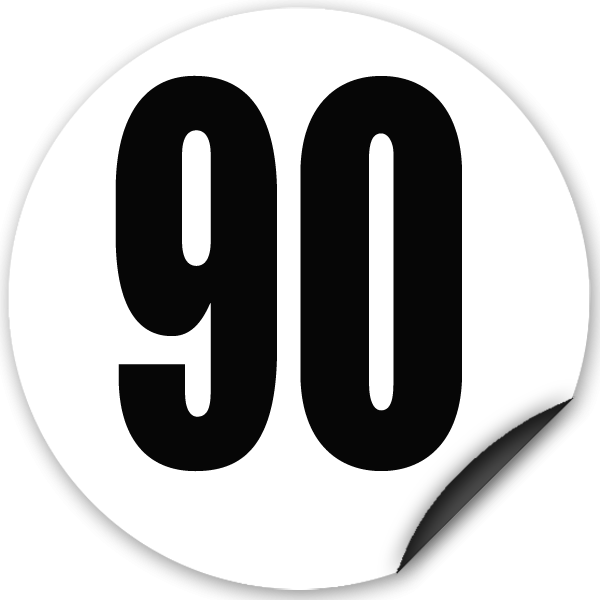 Disque limitation de vitesse 90 km/h adhésif - diamètre 200mm, HOMOLOGUÉ