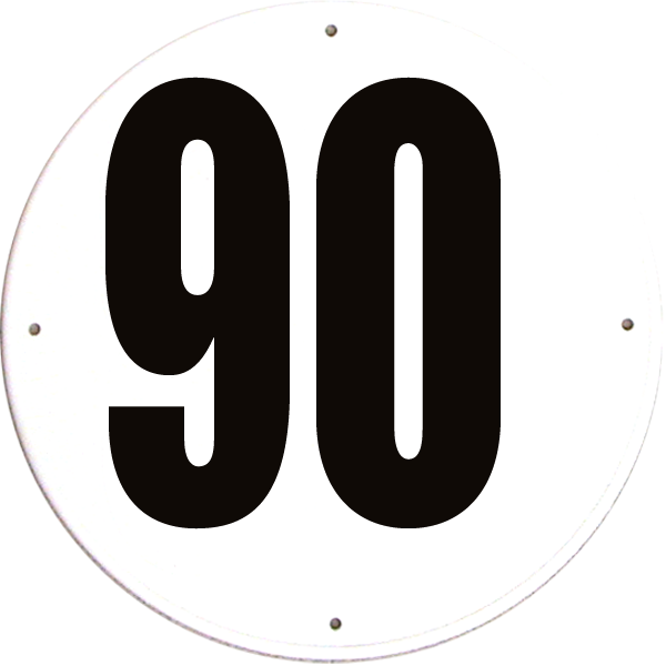 Disque limitation de vitesse 90 km/h PVC - diamètre 200mm, HOMOLOGUÉ