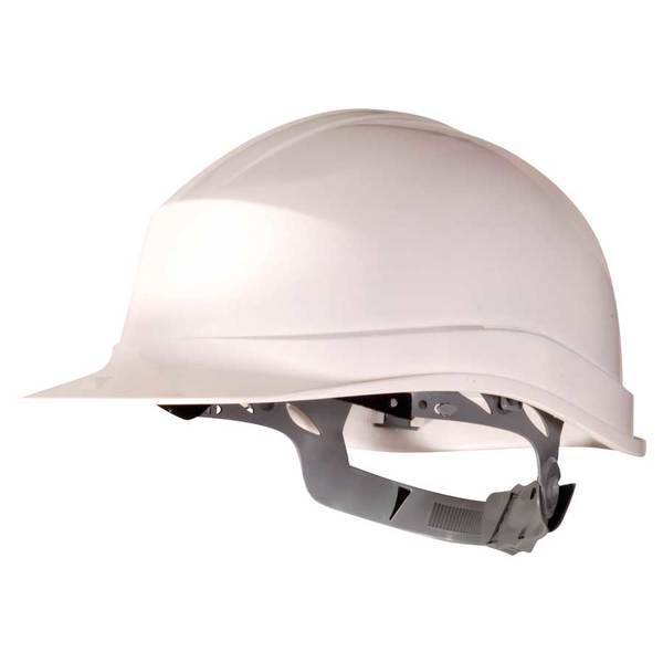 Casque de chantier blanc EN 397, basane de 20cm