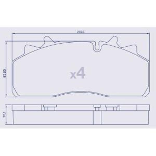 4 Plaquettes de frein D377 pour REMORQUE/SAF/SMB et Tracteur DAF