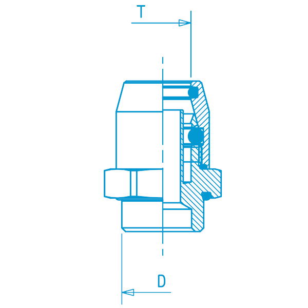 Union mâle démontable 22x1,5. D16, raccord pour circuit air comprimé PL