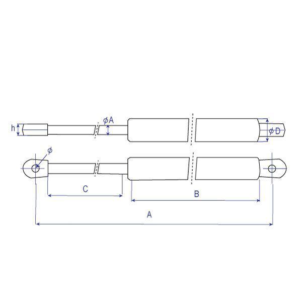 Compas à gaz 80KP course 250mm tige 10   800N