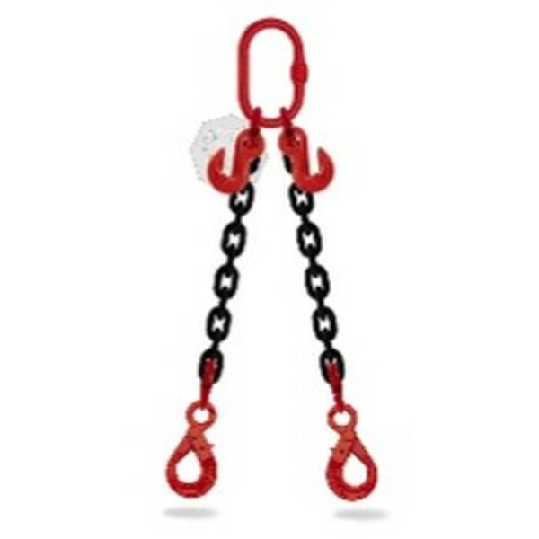 Elingue chaîne 2 brins Ø10mm longueur 2.5m avec CR CMU 4,25t  à 90°