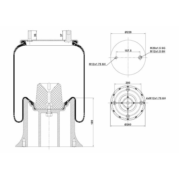 Coussin complet piston aluminium 4 fixations