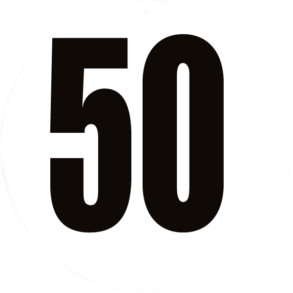Disque limitation de vitesse 50 km/h aluminium - diamètre 200mm, HOMOLOGUÉ