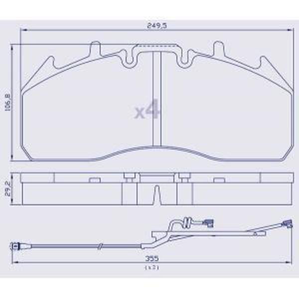 4 Plaquettes de frein pour RENAULT NEW MAGNUM-PREMIUM/VOLVO FE/FM/FH16 - 5001018784 - Ref : MDP5101SK