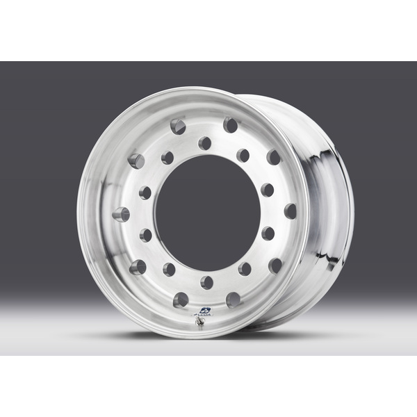 Roue alu 22.5x11.75 - dép. 45 mm - capacité 5.000 kg, perçage 26 mm - Brossée