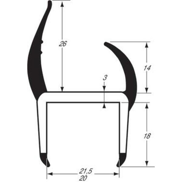 Joint gris / noir pvc bi-dureté, 5m x 20 mm