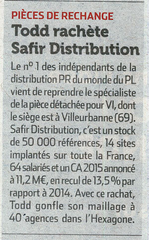 Article presse sur l'achat du spécialiste
pièces de rechanges poids-
lourds