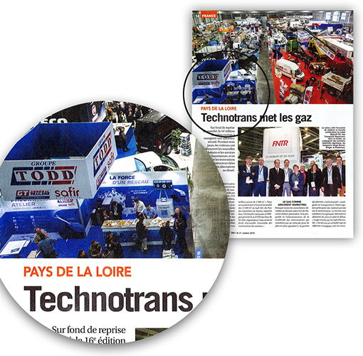 Le stand TODD GT SAFIR en photo dans l'Officiel des
Transporteurs