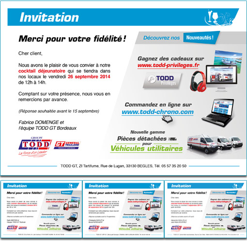 Invitation portes ouvertes pour tous les professionnels du transport chez TODD : sur demande et
invitation