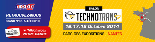 Retrouvez TODD Stand n°85, Allée D310 lors du salon Technotrans
2014