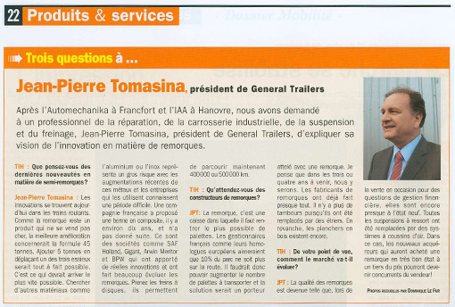 Jean-Pierre Tomasina, président de TODD GT, répond sur l'innovation remorque - Article [img]