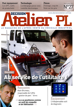 Couverture "Atelier PL, le magazine de l'après-vente Poids-Lourds", juillet-août 2014