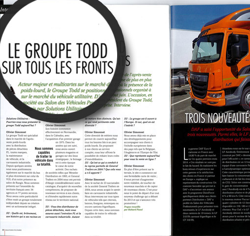 article presse dans magazine Solutions Utilitaires - miniature