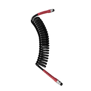 Flexible d'air comprimé incassable noir, bout rouge, 22 spirales, 5m