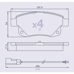 4 Plaquettes de frein arrière pour FORD Transit et Transit Tourneo - Ref : 24486109203