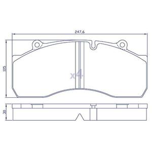 4 Plaquettes de frein arrière pour REMORQUE/BPW/SAE/SMB - WVA 29120