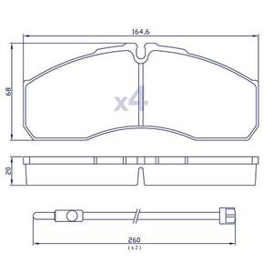 4 plaquettes de frein pour IVECO et RENAULT Mascott - WVA 29160