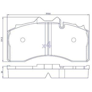 4 Plaquettes de frein pour essieu BPW pour remorque PL - 09.801.07.57.0