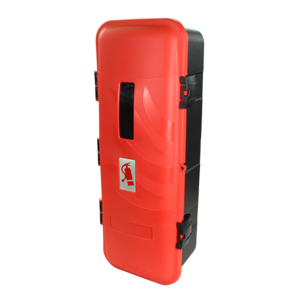 Coffre pour extincteur 9 / 12 Kg, noir, porte rouge avec hublot Coffre pour extincteur 9 / 12 Kg, noir, porte rouge avec hublot