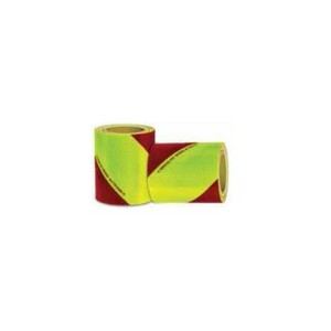 Set de 2 Rouleaux de 46 m bande de balisage rouge/jaune auto adhesive type pompier