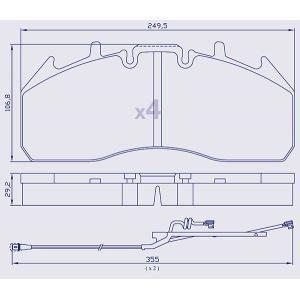 4 Plaquettes de frein pour RENAULT NEW MAGNUM-PREMIUM/VOLVO FE/FM/FH16 - 5001018784 - Ref : MDP5101